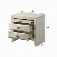Remy Nightstand, 3 Contemporary Faceted Drawers, Antique White Finish - BM348568