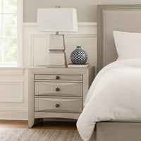 Remy Nightstand, 3 Contemporary Faceted Drawers, Antique White Finish - BM348568