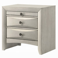 Remy Nightstand, 3 Contemporary Faceted Drawers, Antique White Finish - BM348568