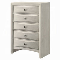 Remy Tall Dresser Chest, 5 Contemporary Faceted Drawers, Antique White - BM348570