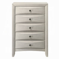 Remy Tall Dresser Chest, 5 Contemporary Faceted Drawers, Antique White - BM348570