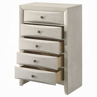 Remy Tall Dresser Chest, 5 Contemporary Faceted Drawers, Antique White - BM348570