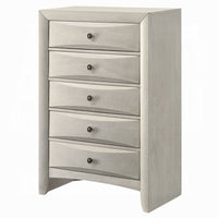 Remy Tall Dresser Chest, 5 Contemporary Faceted Drawers, Antique White - BM348570