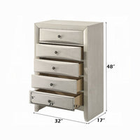 Remy Tall Dresser Chest, 5 Contemporary Faceted Drawers, Antique White - BM348570