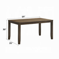 Dexy Dining Table, 59 Inch Rectangular Top, Farmhouse Walnut Brown - BM348571