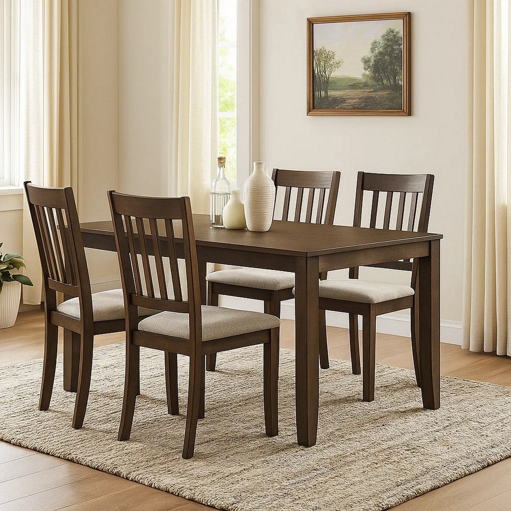 Dexy Dining Table, 59 Inch Rectangular Top, Farmhouse Walnut Brown - BM348571