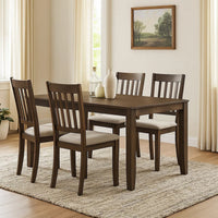 Dexy Dining Table, 59 Inch Rectangular Top, Farmhouse Walnut Brown - BM348571