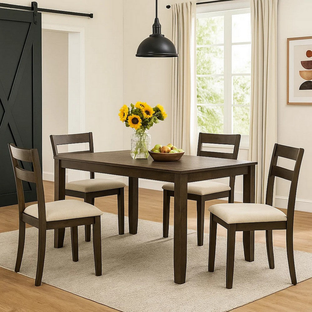 Dexy Dining Table, 59 Inch Rectangular Top, Farmhouse Walnut Brown - BM348571