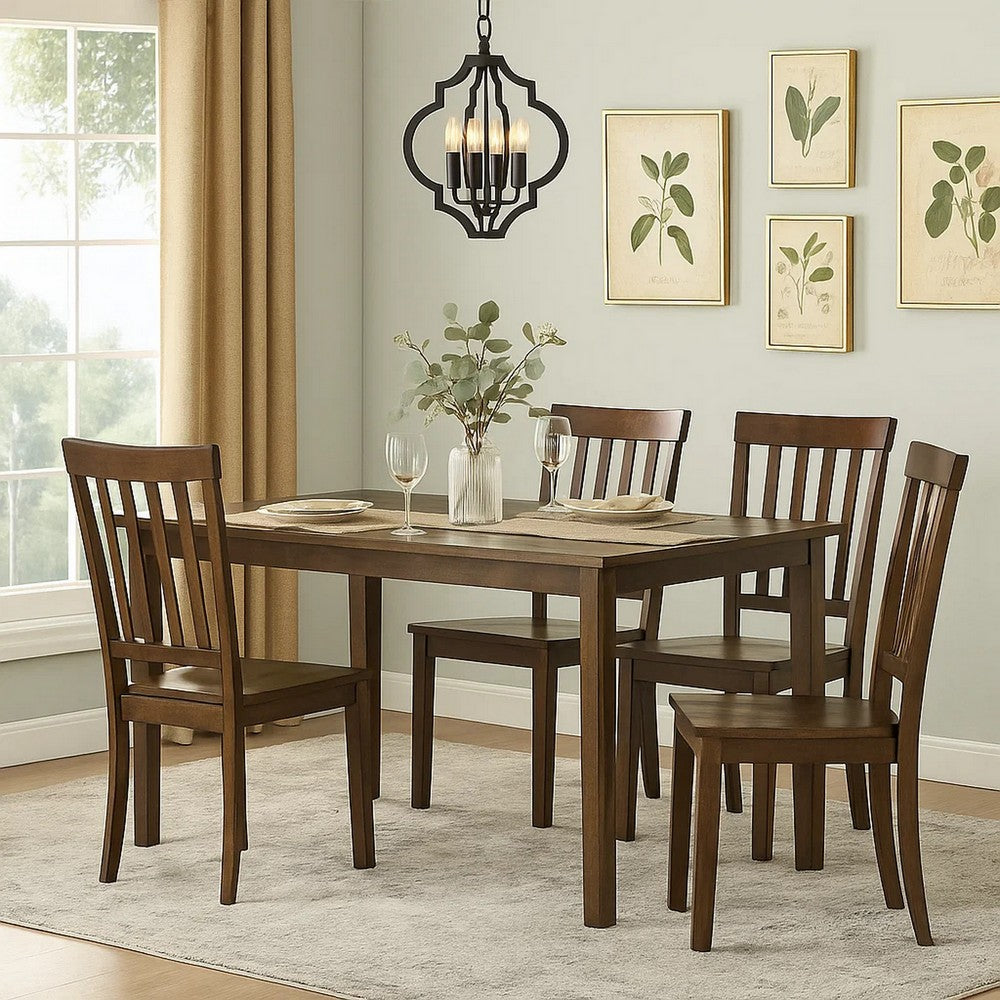 Dexy Dining Table, 47 Inch Rectangular Top, Farmhouse Walnut Brown - BM348572