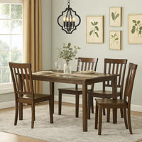 Dexy Dining Table, 47 Inch Rectangular Top, Farmhouse Walnut Brown - BM348572