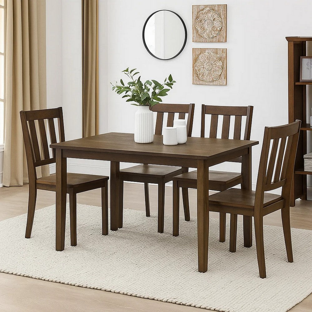 Dexy Dining Table, 47 Inch Rectangular Top, Farmhouse Walnut Brown - BM348572