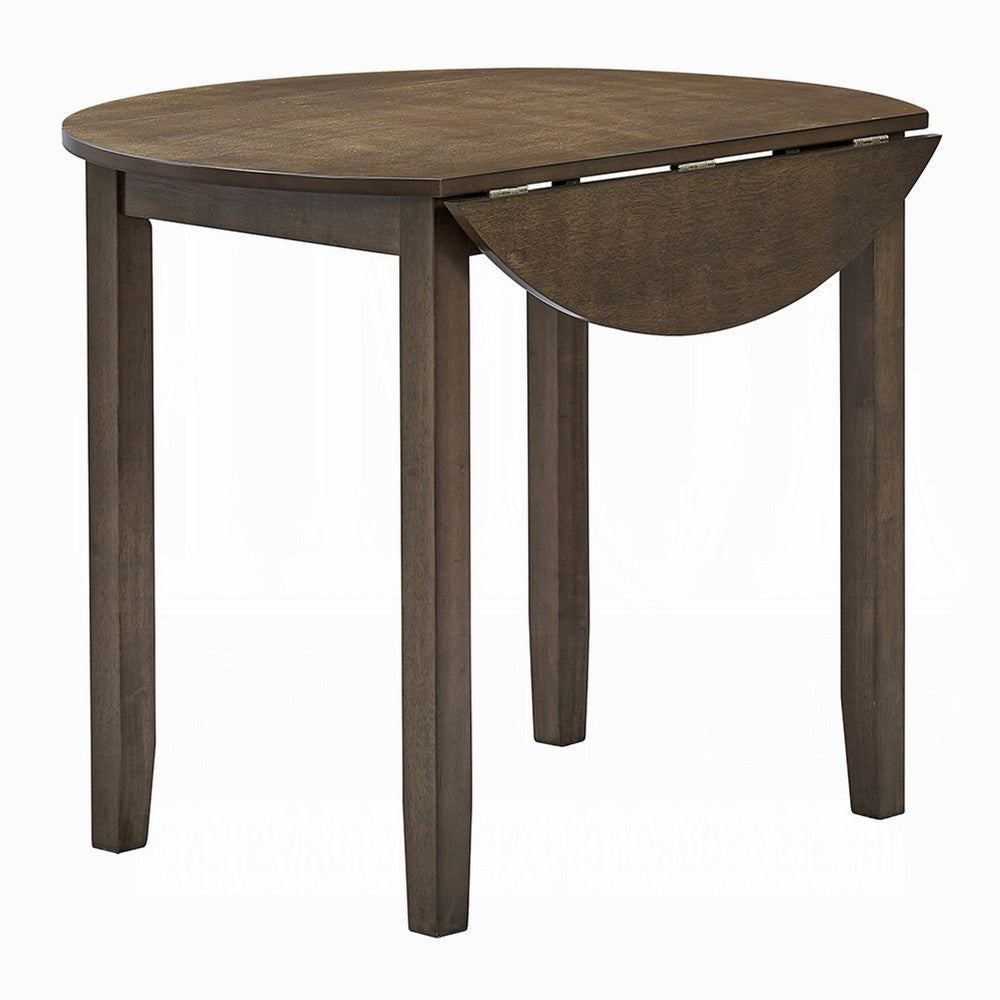 Dexy Dining Table, 35 Inch Round Top, Farmhouse Walnut Brown Wood - BM348573