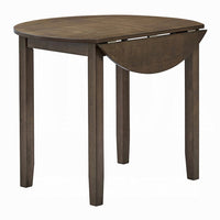 Dexy Dining Table, 35 Inch Round Top, Farmhouse Walnut Brown Wood - BM348573