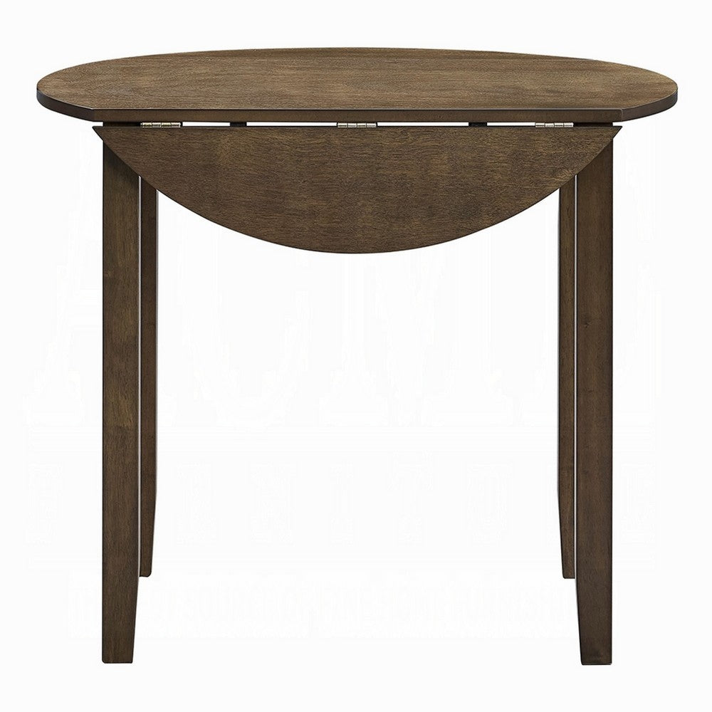 Dexy Dining Table, 35 Inch Round Top, Farmhouse Walnut Brown Wood - BM348573