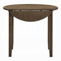 Dexy Dining Table, 35 Inch Round Top, Farmhouse Walnut Brown Wood - BM348573