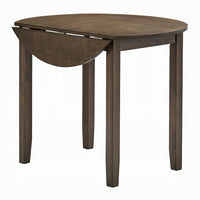 Dexy Dining Table, 35 Inch Round Top, Farmhouse Walnut Brown Wood - BM348573