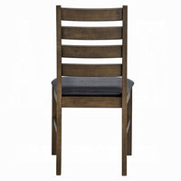 Dexy Dining Side Chair Set of 2, Ladderback, Walnut Brown Faux Leather - BM348574