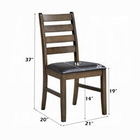 Dexy Dining Side Chair Set of 2, Ladderback, Walnut Brown Faux Leather - BM348574