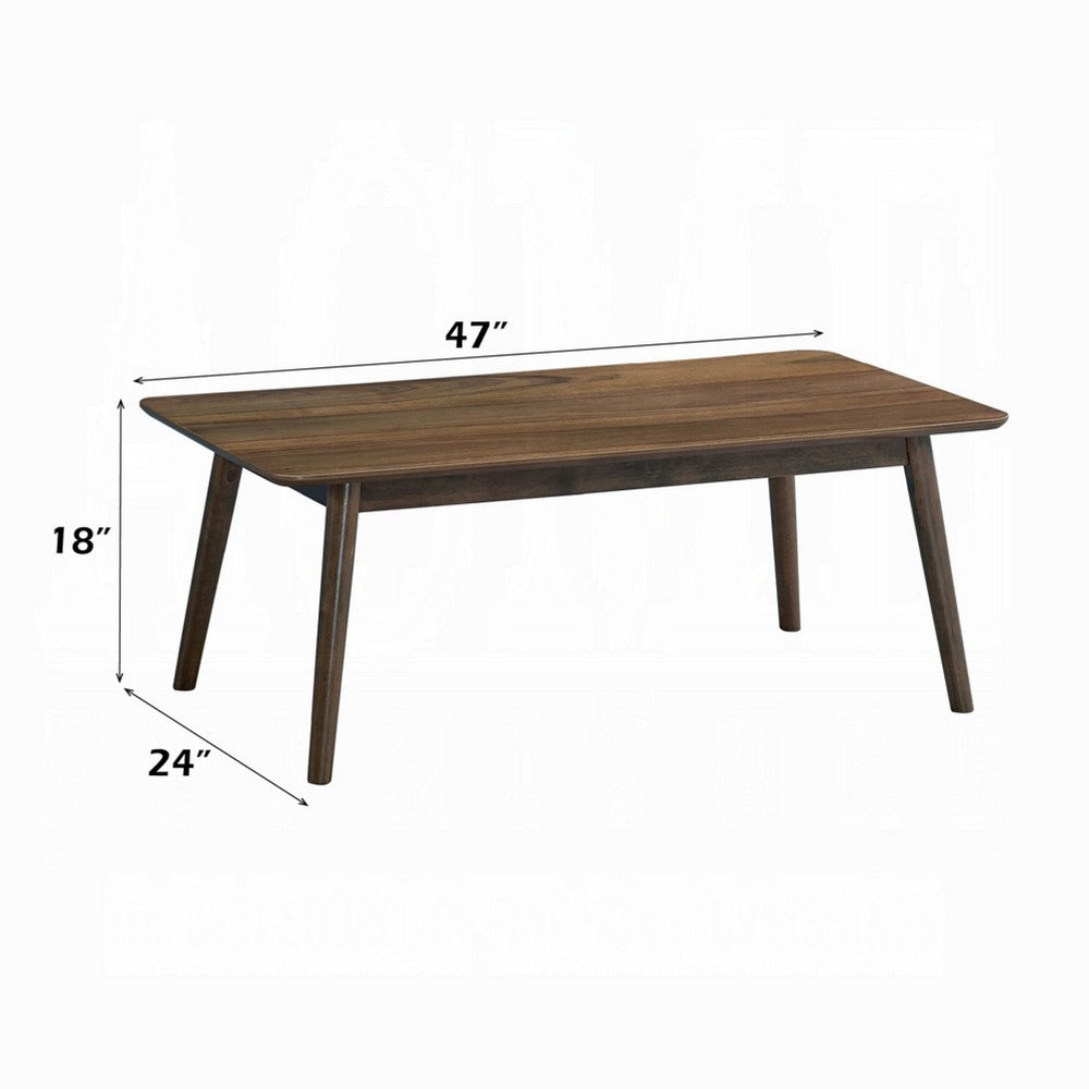 Fexy Coffee Table, 47 Inch Rectangular Top with Angled Legs, Walnut Brown - BM348575