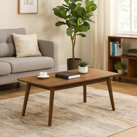 Fexy Coffee Table, 47 Inch Rectangular Top with Angled Legs, Walnut Brown - BM348575
