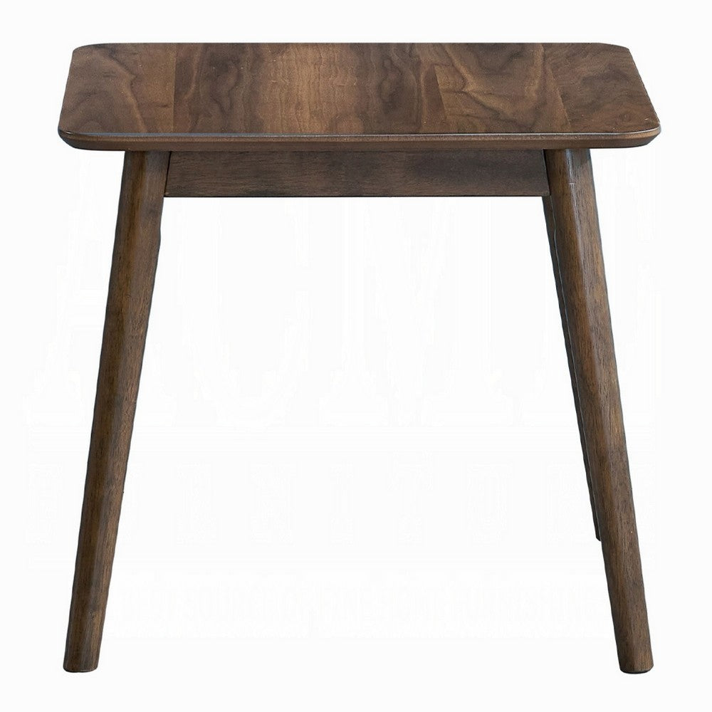 Fexy Side End Table, 24 Inch Square Top with Angled Legs, Walnut Brown - BM348576