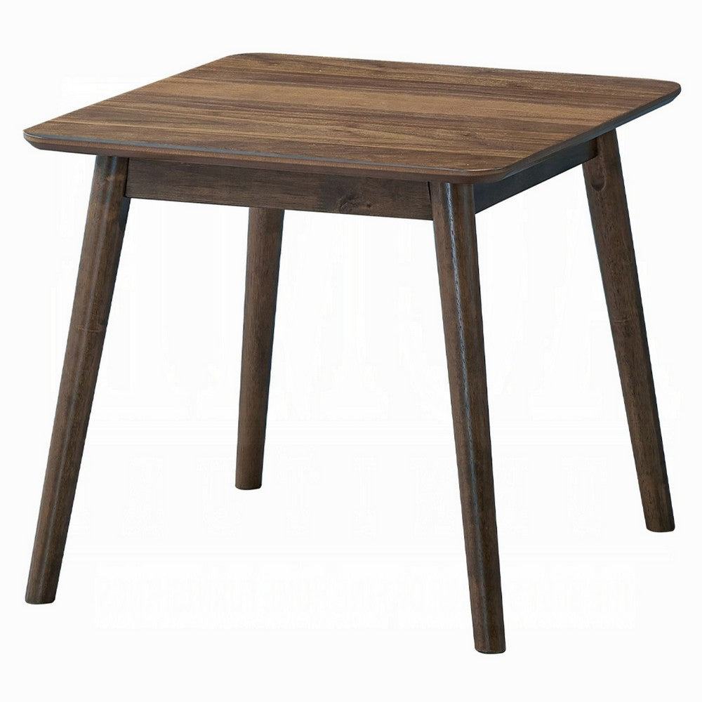 Fexy Side End Table, 24 Inch Square Top with Angled Legs, Walnut Brown - BM348576