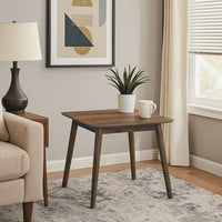 Fexy Side End Table, 24 Inch Square Top with Angled Legs, Walnut Brown - BM348576