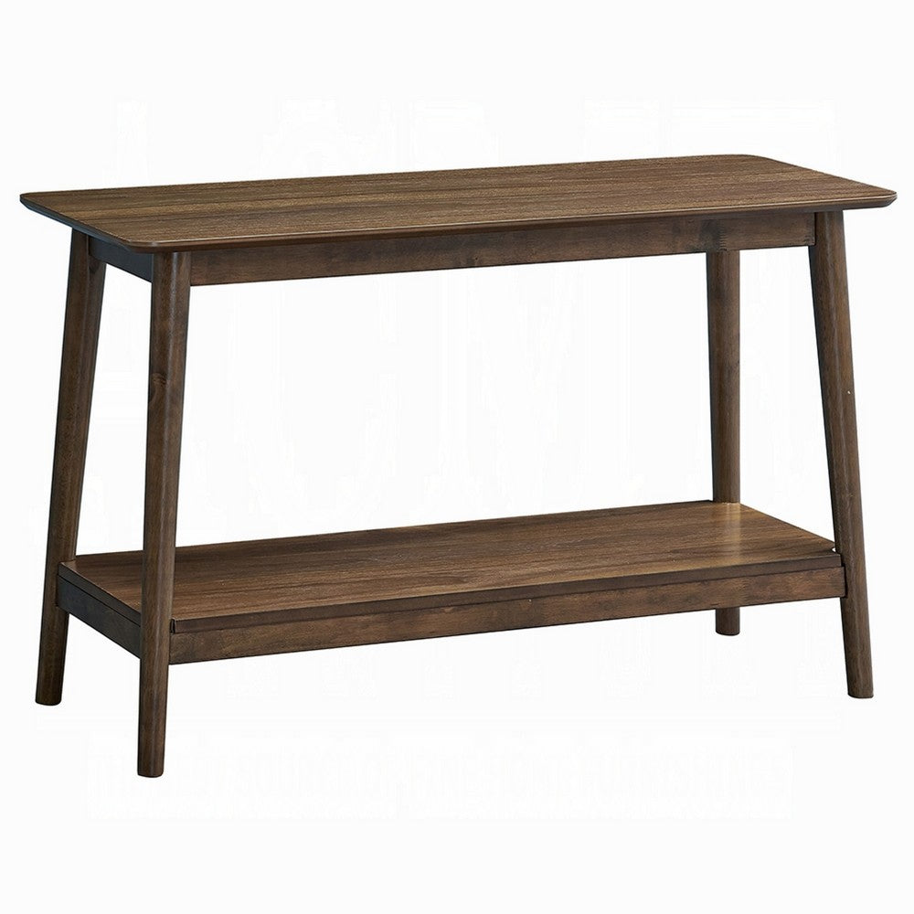 Fexy Sofa Console Table, 48 Inch Top with Lower Shelf, Walnut Brown - BM348577