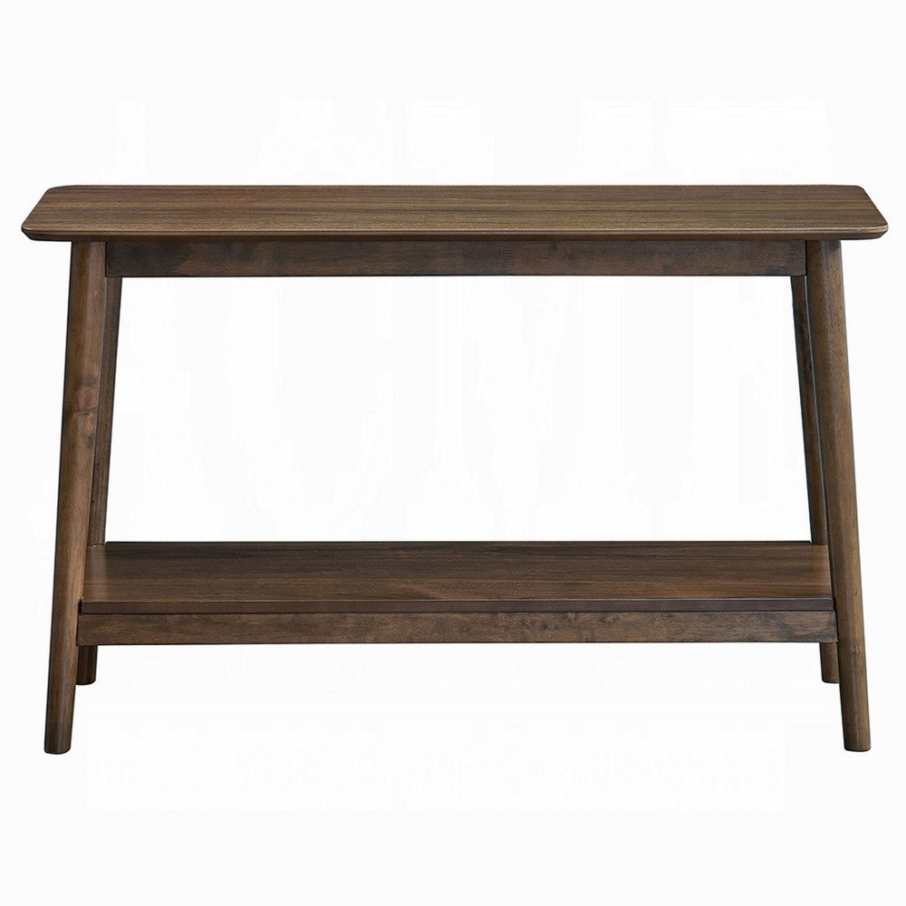 Fexy Sofa Console Table, 48 Inch Top with Lower Shelf, Walnut Brown - BM348577