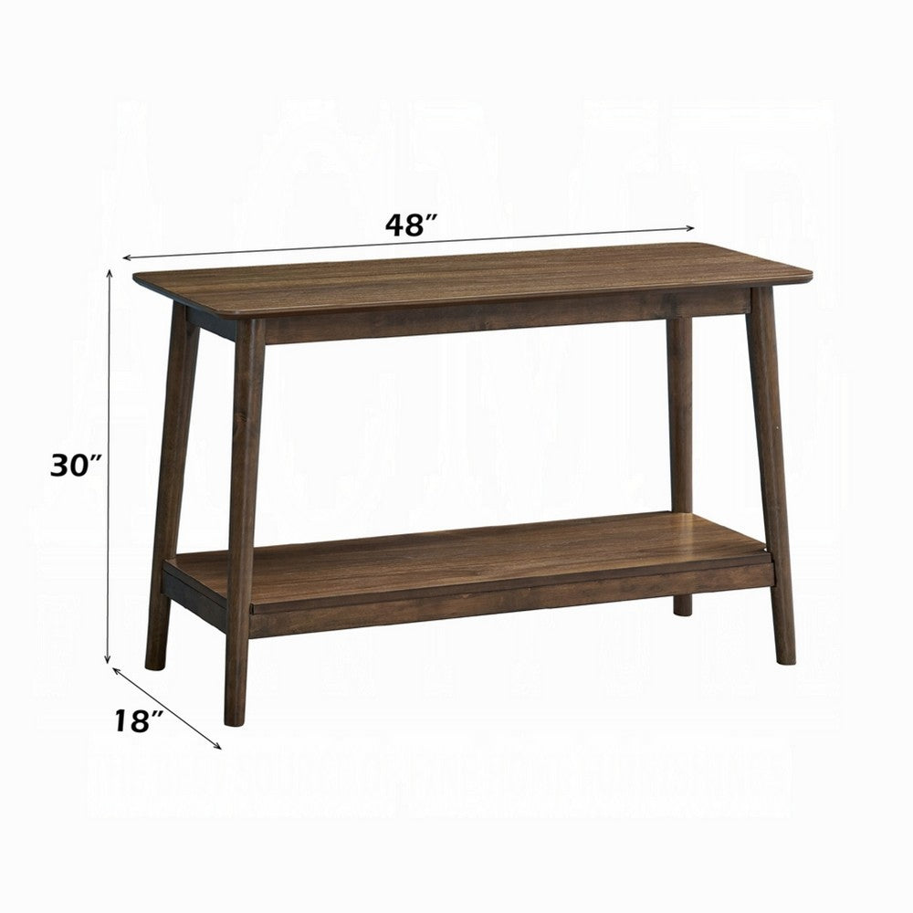 Fexy Sofa Console Table, 48 Inch Top with Lower Shelf, Walnut Brown - BM348577