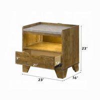 Gary Nightstand with LED, 1 Drawer and Open Cubby, Farmhouse Aspen Brown - BM348581