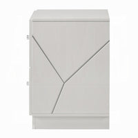 Esy Nightstand, 2 Drawers with Crystal Knobs, White Carved Pattern - BM348584