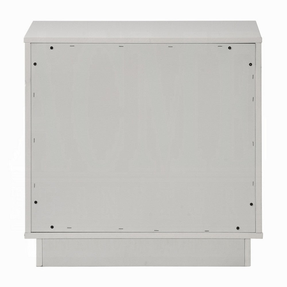 Esy Nightstand, 2 Drawers with Crystal Knobs, White Carved Pattern - BM348584