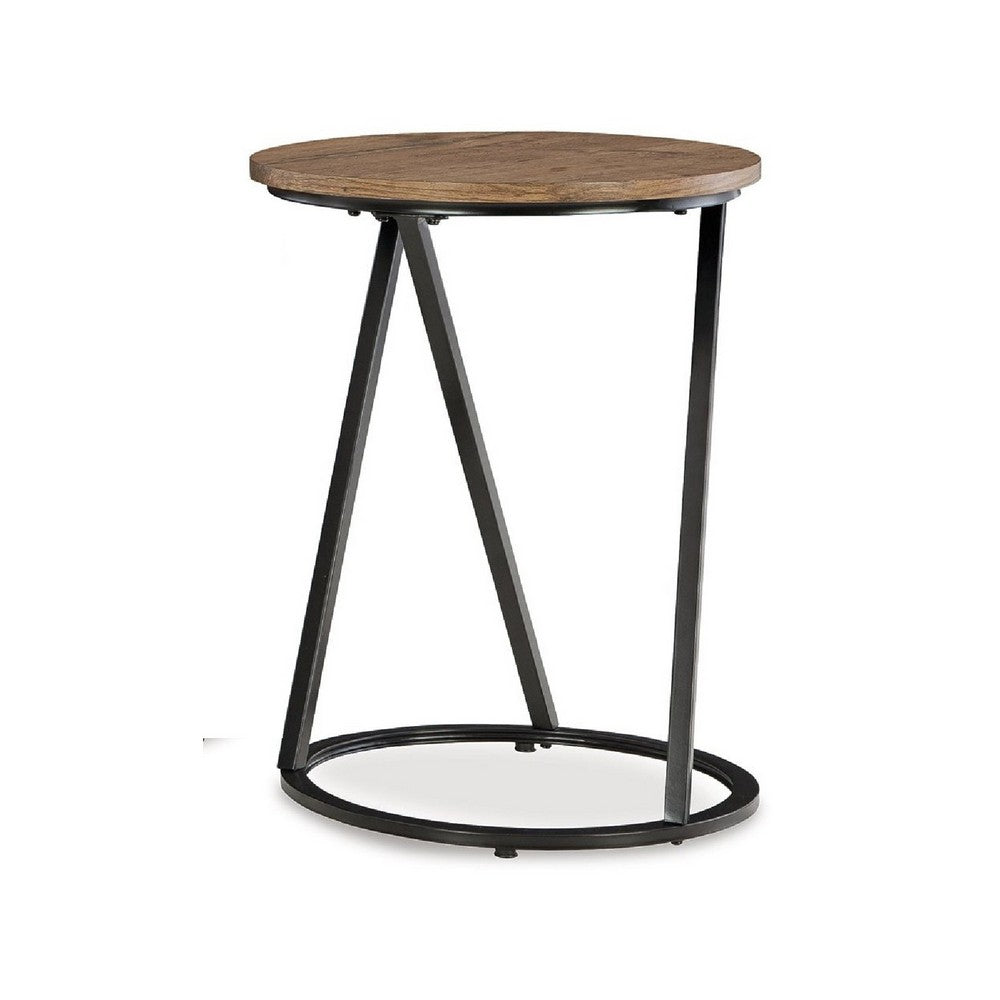 Kai 3pc Living Room Occasional Table Set, Round, Black Metal Angled Frame - BM348588