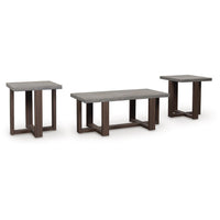 Eaim 3pc Occasional Table Set, Gray Faux Stone Pattern Top, Brown Frame - BM348590