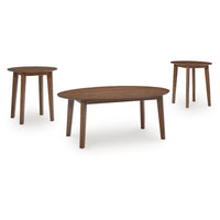 Hosi 3pc Living Room Occasional Table Set, Oval Tops, Round Tapered Legs - BM348594