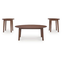 Hosi 3pc Living Room Occasional Table Set, Oval Tops, Round Tapered Legs - BM348594