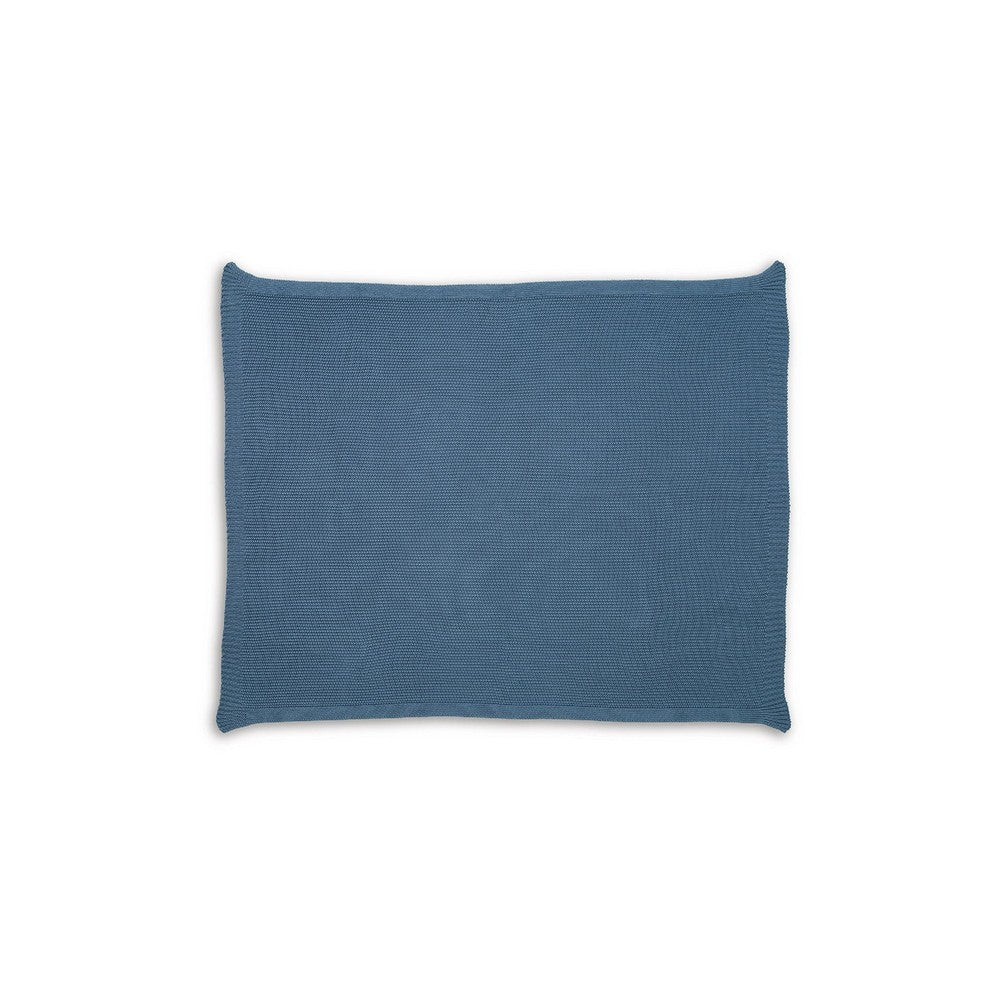 70 x 54 Leri Throw Blanket, Set of 3, Machine Knitted Blue Cotton - BM348596
