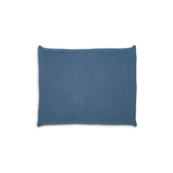 70 x 54 Leri Throw Blanket, Set of 3, Machine Knitted Blue Cotton - BM348596