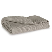 70 x 54 Leri Throw Blanket, Set of 3, Machine Knitted Gray Cotton - BM348597
