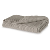 70 x 54 Leri Throw Blanket, Set of 3, Machine Knitted Gray Cotton - BM348597