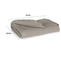 70 x 54 Leri Throw Blanket, Set of 3, Machine Knitted Gray Cotton - BM348597