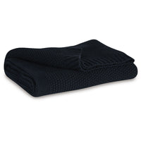 70 x 54 Leri Throw Blanket, Set of 3, Machine Knitted Black Cotton - BM348598