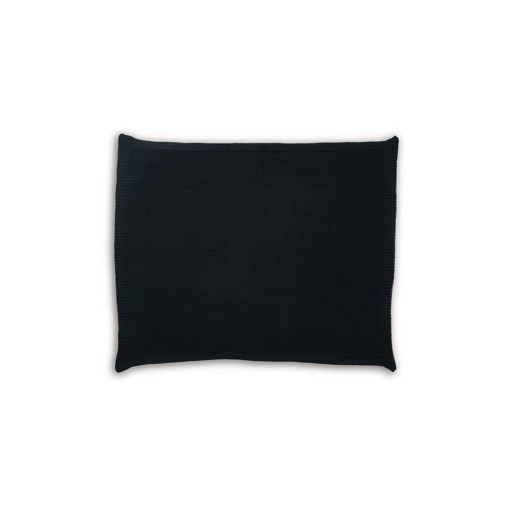 70 x 54 Leri Throw Blanket, Set of 3, Machine Knitted Black Cotton - BM348598