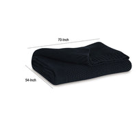 70 x 54 Leri Throw Blanket, Set of 3, Machine Knitted Black Cotton - BM348598