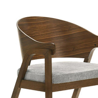 Lery Armchair Set of 2, Curved Walnut Brown Wood Back, Padded Seat - BM348729
