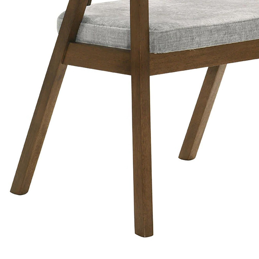 Lery Armchair Set of 2, Curved Walnut Brown Wood Back, Padded Seat - BM348729