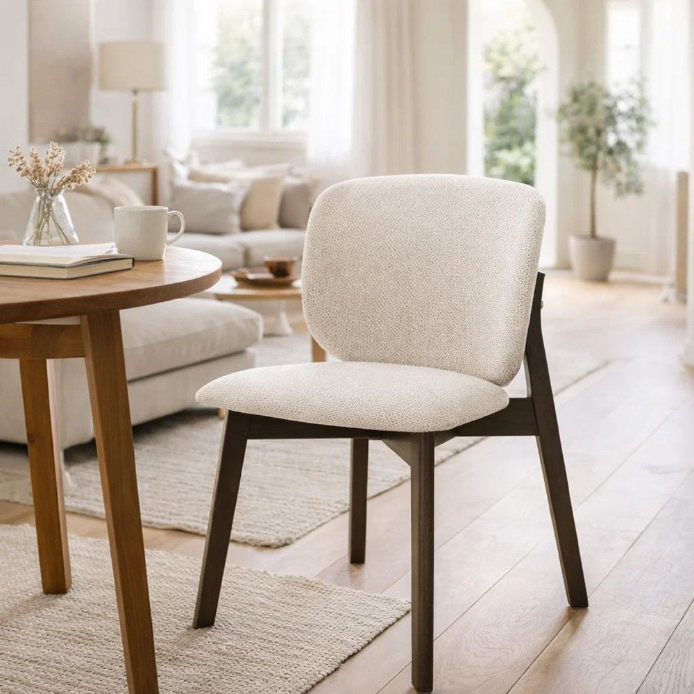 Mery Dining Side Chair Set of 2, Gray Chenille, Walnut Brown Legs - BM348730