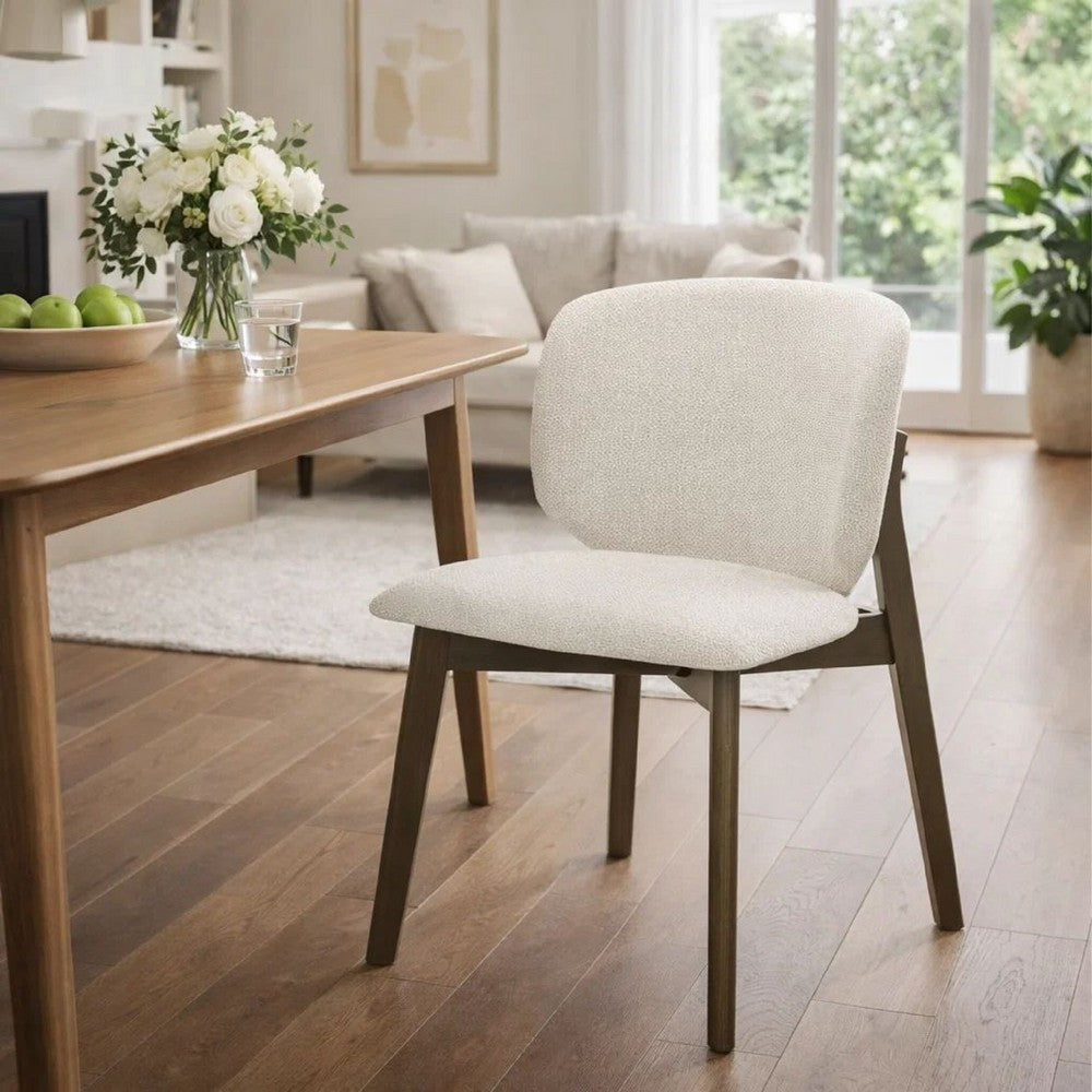 Mery Dining Side Chair Set of 2, Gray Chenille, Walnut Brown Legs - BM348730