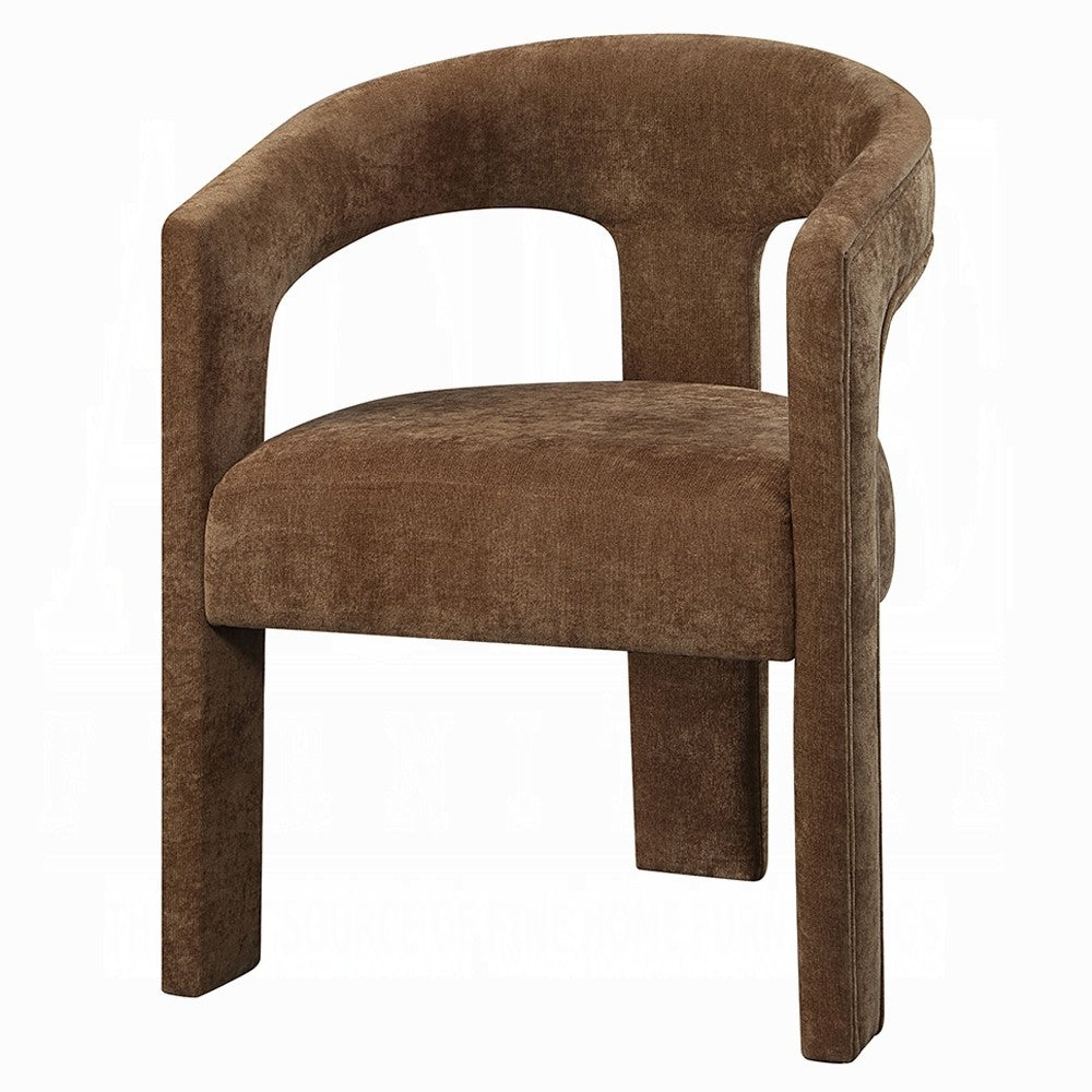 Hery Armchair Set of 2, Curved Padded Backrest and Seat, Brown Linen - BM348732
